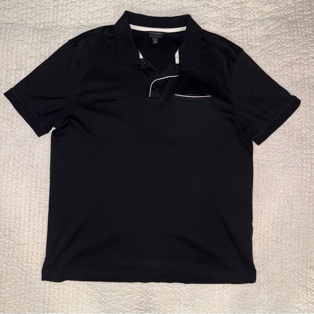Banana Republic Black Polo Shirt with White Accents